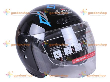 Шлем MD-В201 (открытый) черный с синим - VIRTUE цена- Фото №1