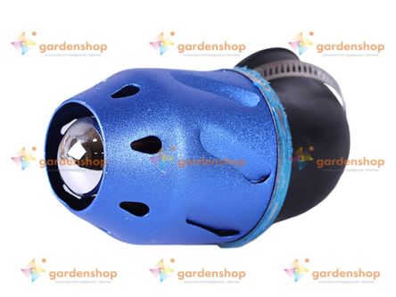 Фильтр нулевой "Пуля" синий Ø42mm 90° (125-150сс) - АМ цена- Фото №1